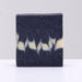 Bar of soap with black and white color pattern on a white background