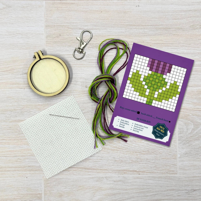 cross stitch key ring kit components