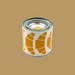 Cylindrical container with orange croissant illustration on a white background