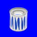 Can with blue fish illustrations on a white background