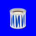Candle in a can with blue fish design on a white background