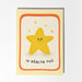 Card with a smiling yellow star and text on a light gray background