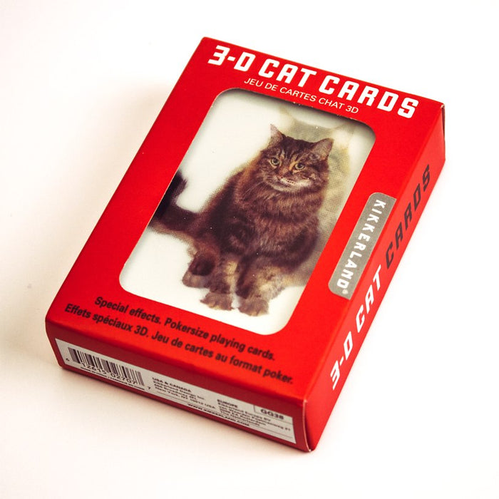 Kikkerland Cats 3D Playing Cards – 52 Verschiedene Katzenbilder & 2 Hundejoker | Lentikular-Effekt & Ideal Für Spielabende