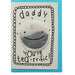 fathers day card on white background. white card with an illustrated frill border. therr is a tea bag in the middle with a face drawn on and it is surrounded by text that reads 'daddy you're tea-rrific'