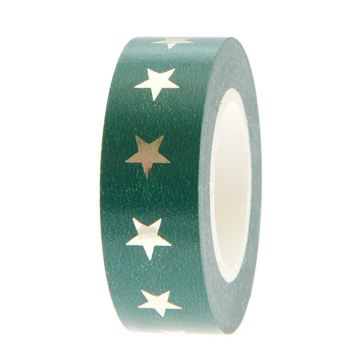 ROLL OF GREEN PAPER TAPEWITH GOLD STARS