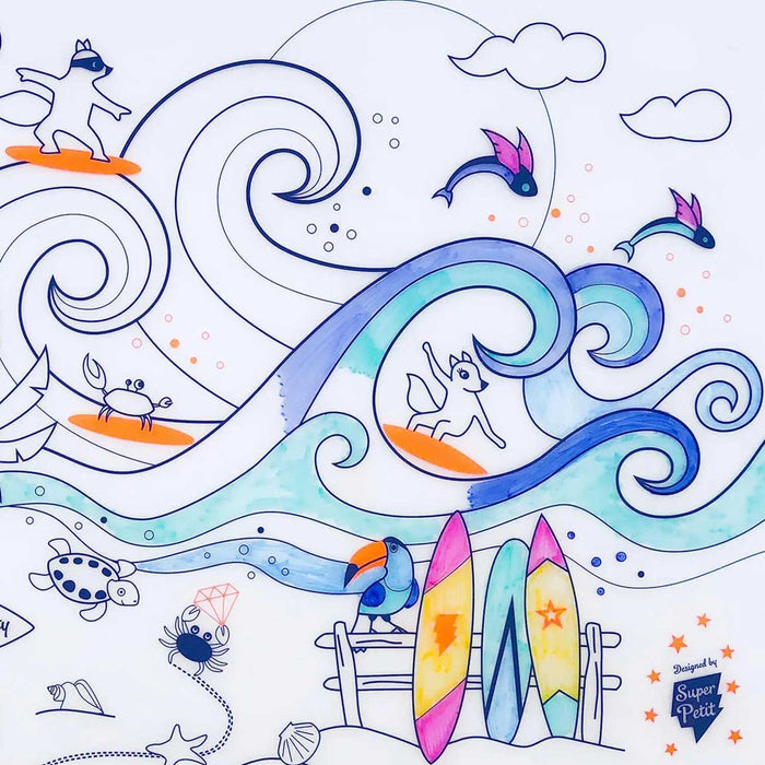 Reusable Colouring Placemat - Surf Party