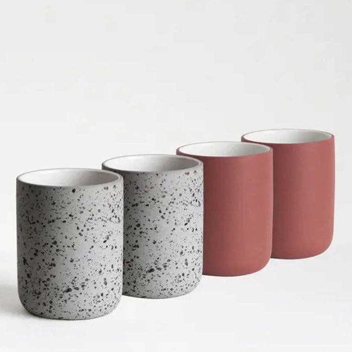Set of 4 coffee cups Terracotta / Speckled