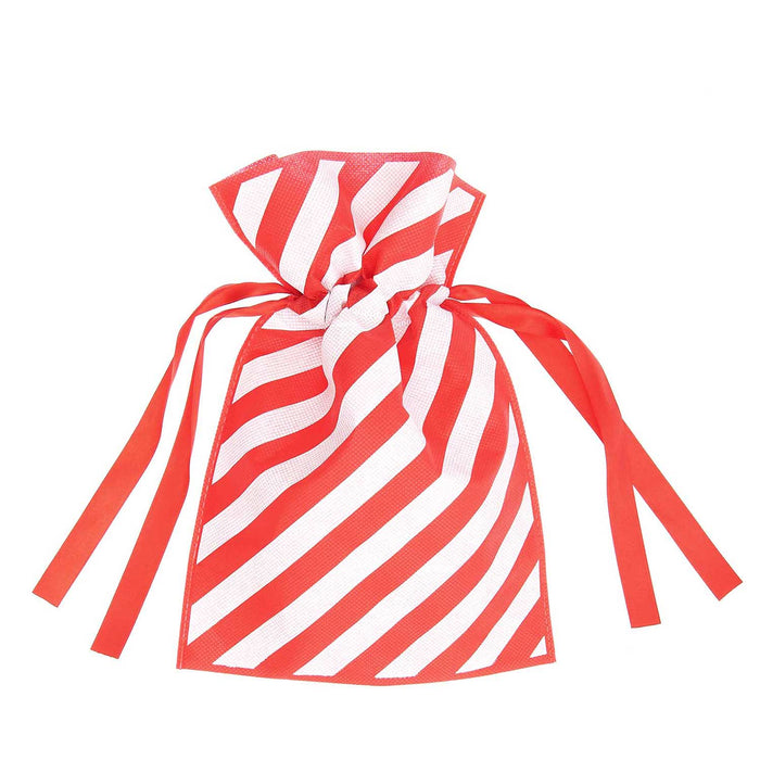 Red Striped Drawstring Gift Bag -  30 x 45cm - Medium