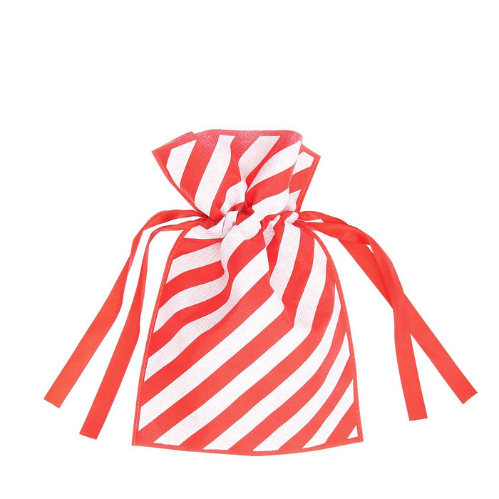 Red Striped Drawstring Gift Bag -  20 x 30cm - Small
