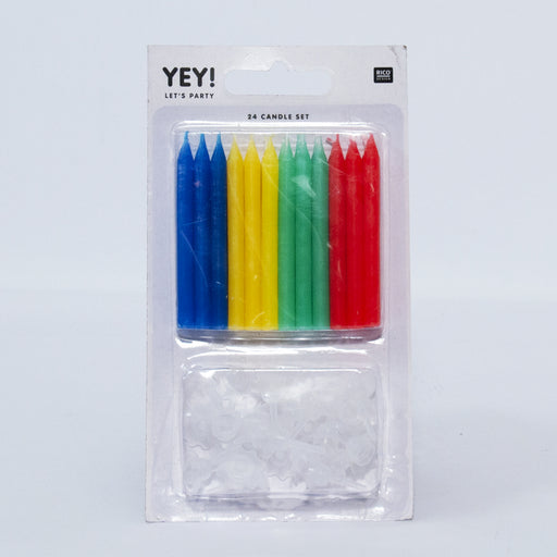 birthday candles in pack on off white background