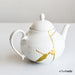 white tea pot fixed with gold new kintsugi