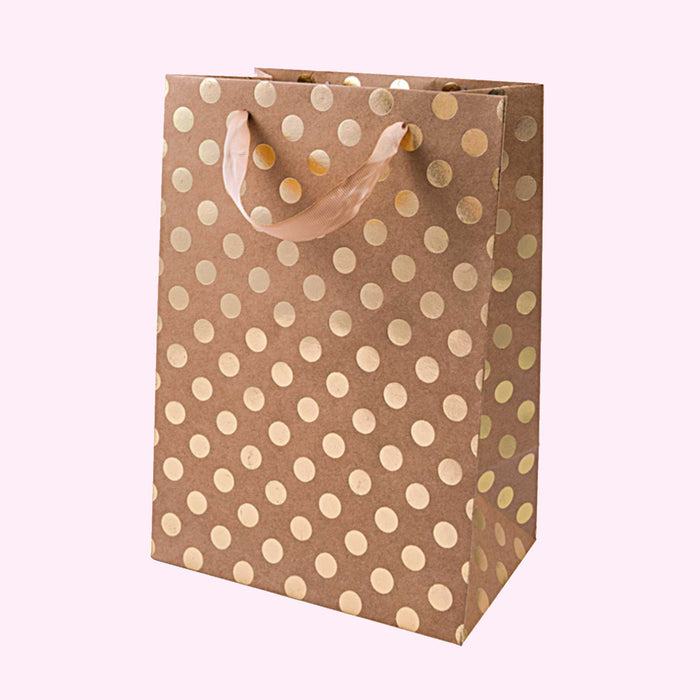 Kraft & Gold Dot Gift Bag - Medium