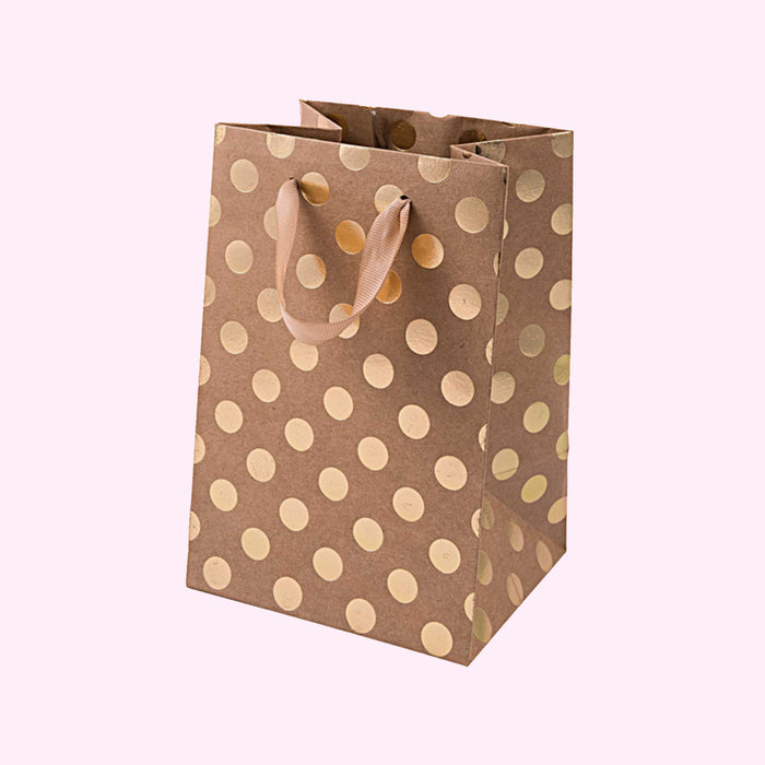 Kraft & Gold Dot Gift Bag - Small